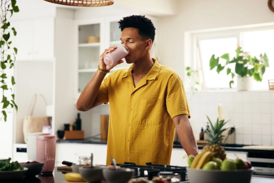 Man drinking a protein shake